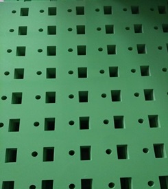 Green square hole perforated plastic sheet